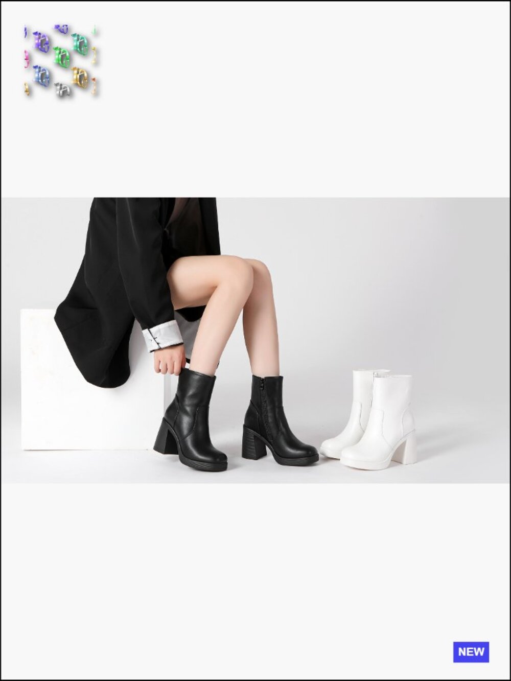 Platform Gogo Ankle Boots Square Toe Chunky Block Heel Zipper Side - Picture 7 of 7